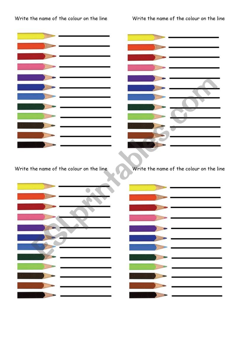 Colours  worksheet