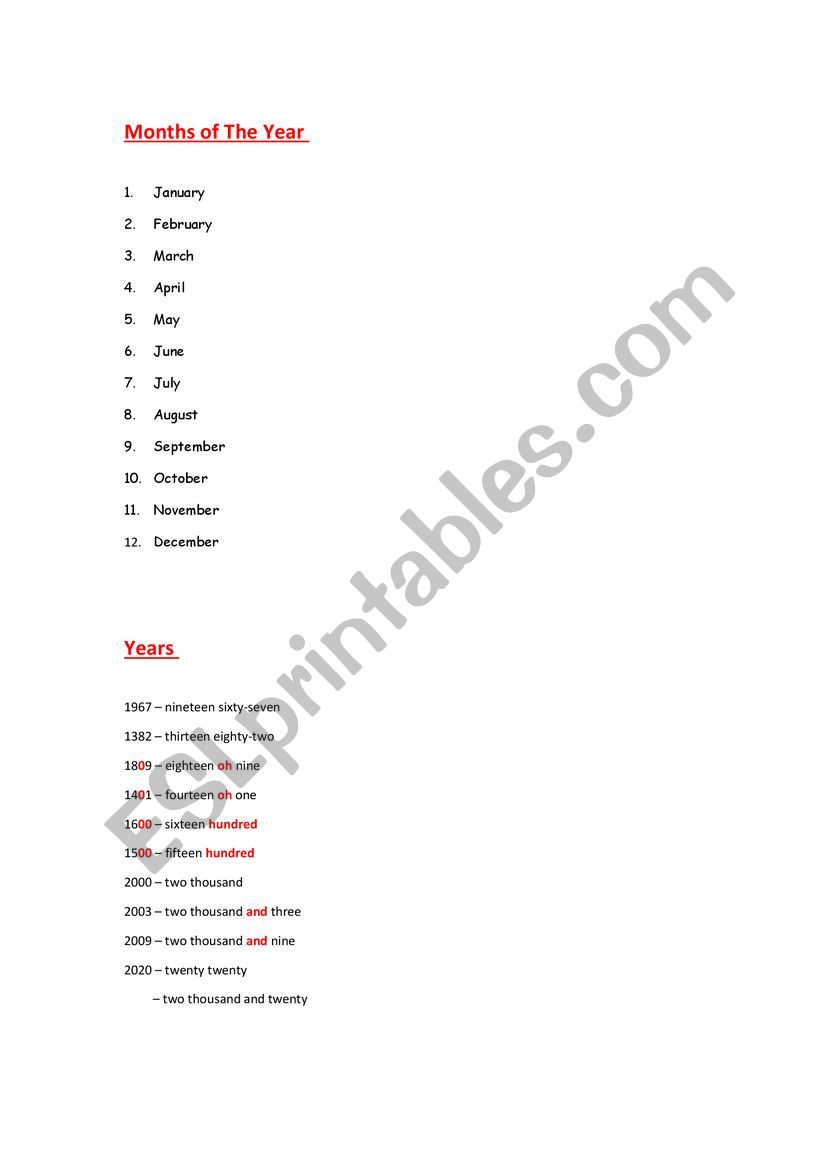 Dates in English  worksheet