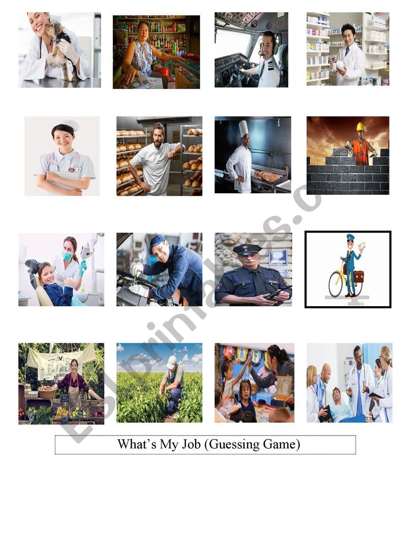 whats my job (guessing game) worksheet