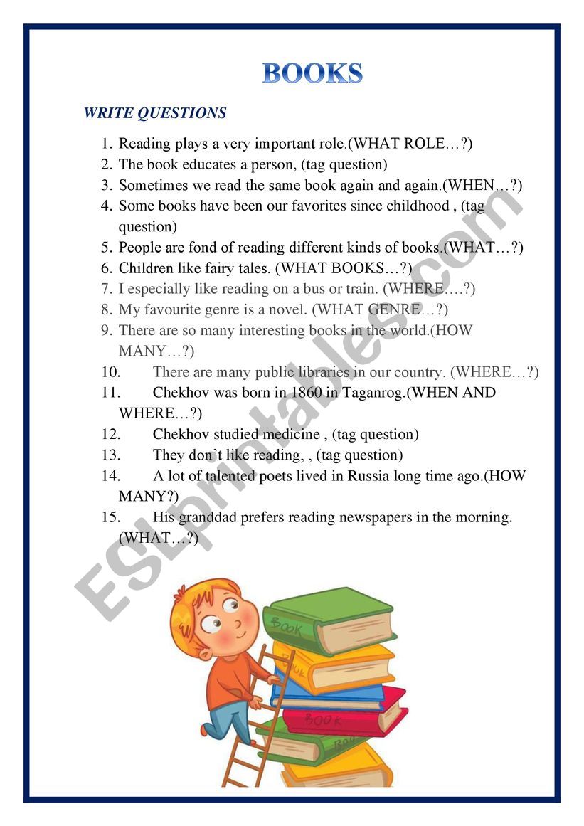 BOOKS ANS READING worksheet