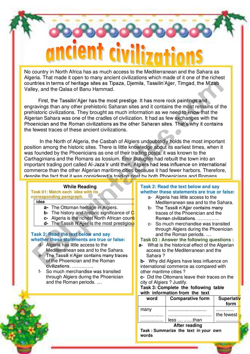 Ancient Civilizations Worksheets