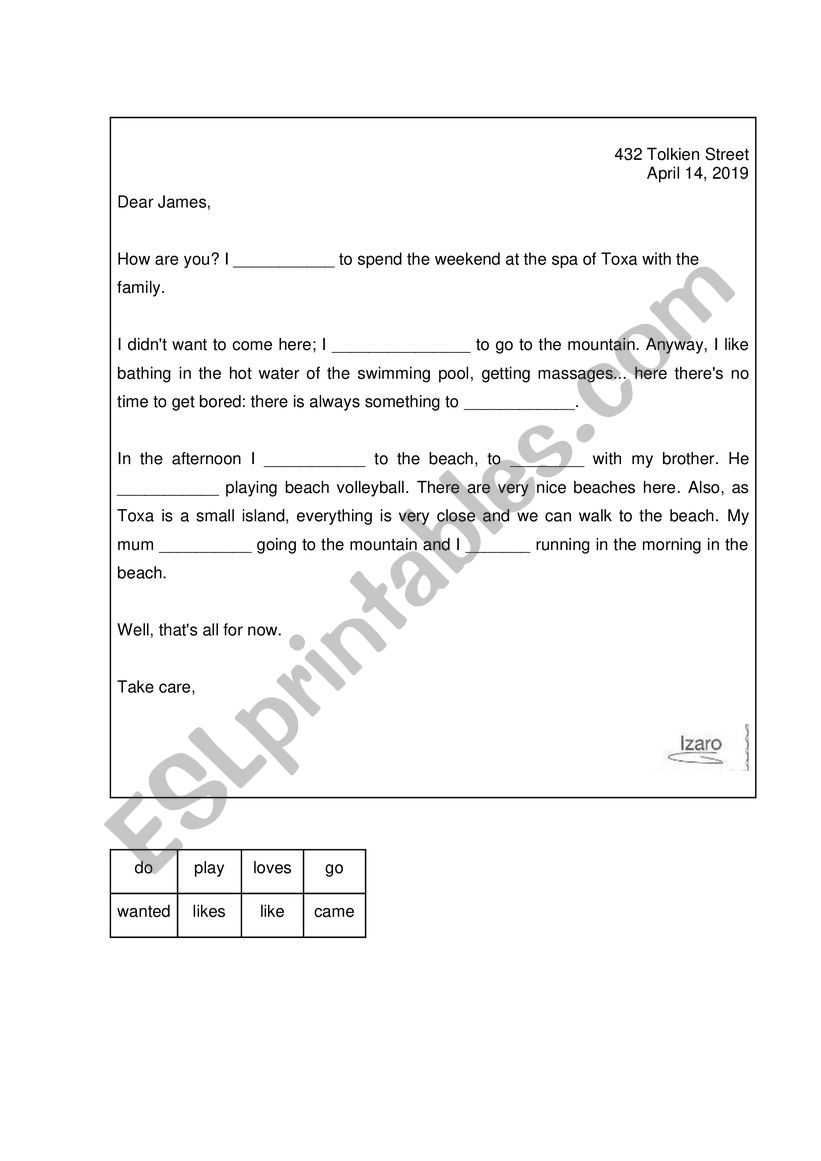 Fill in the gaps worksheet