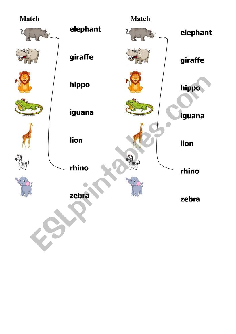 Animals Matching worksheet