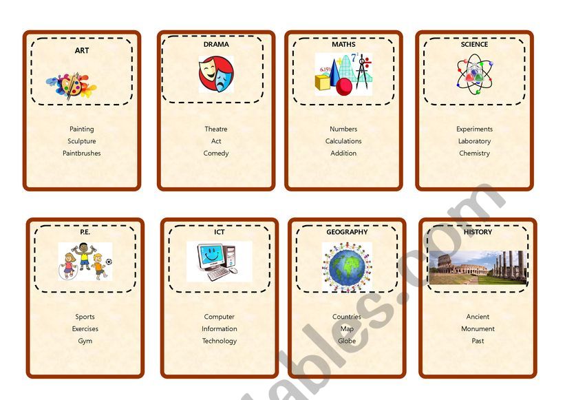 Taboo cards 1 worksheet