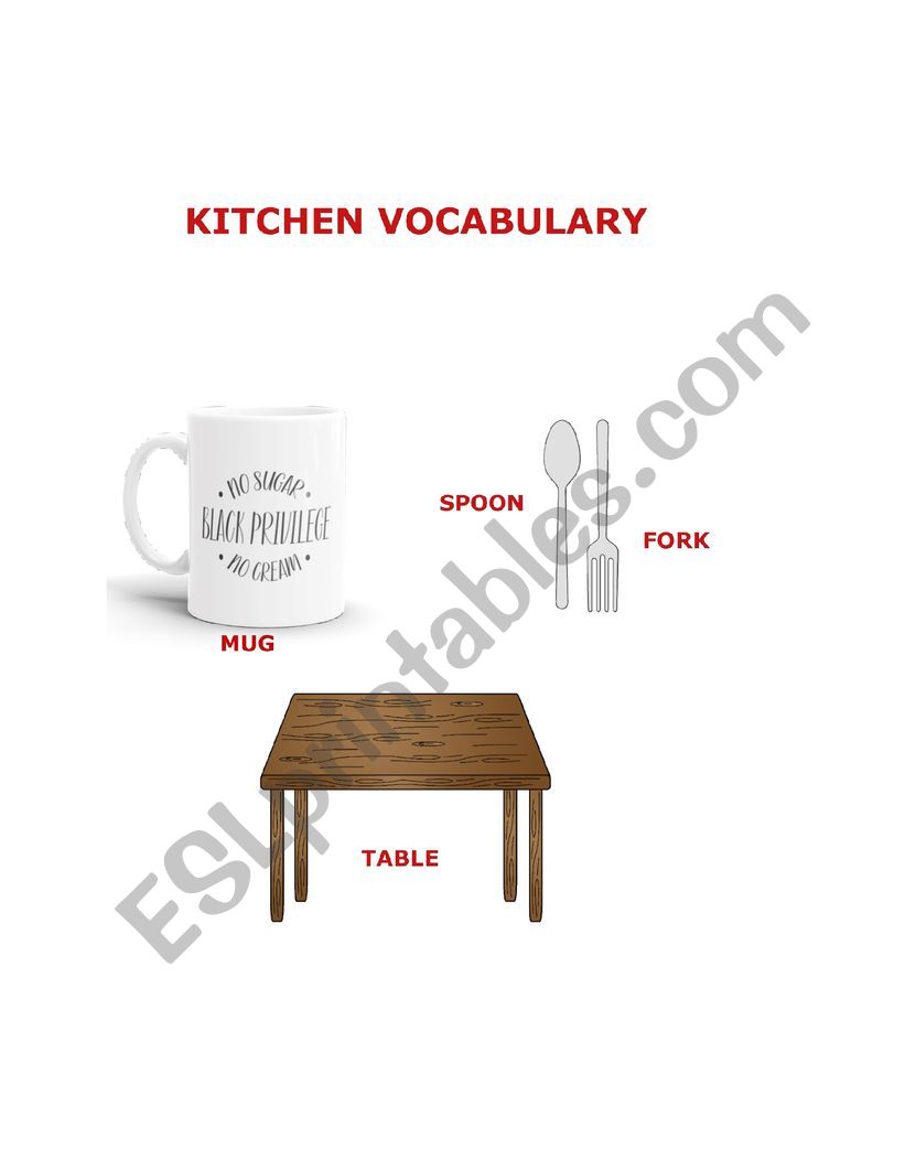 Kitchen vocabulary worksheet