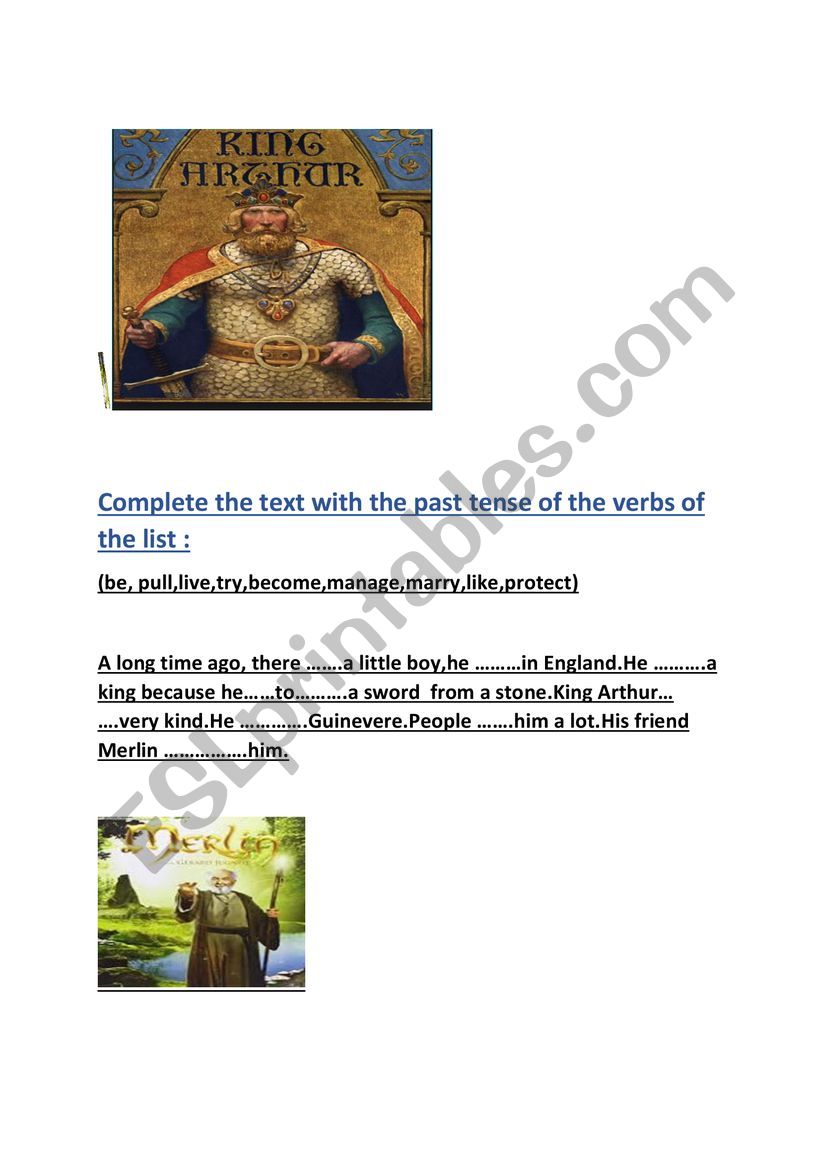 King Arthur worksheet