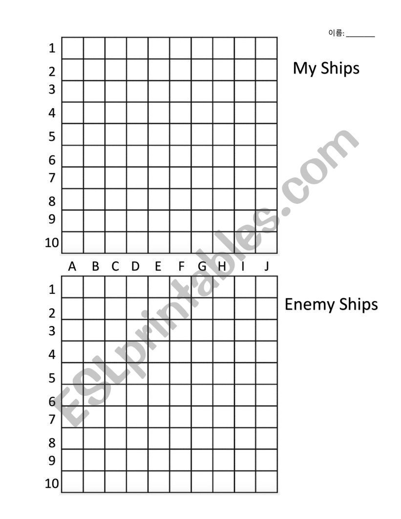ABC Battleship Game Worskheet worksheet