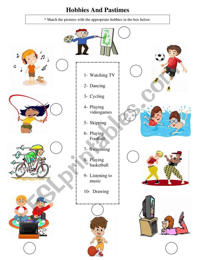 hobbies and pastimes worksheet