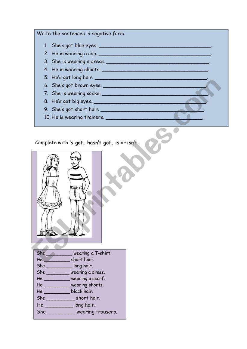 clothes worksheet