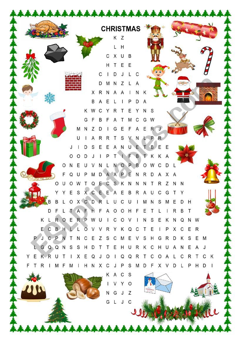 Christmas wordsearch worksheet