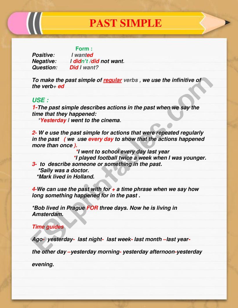 past simple  worksheet