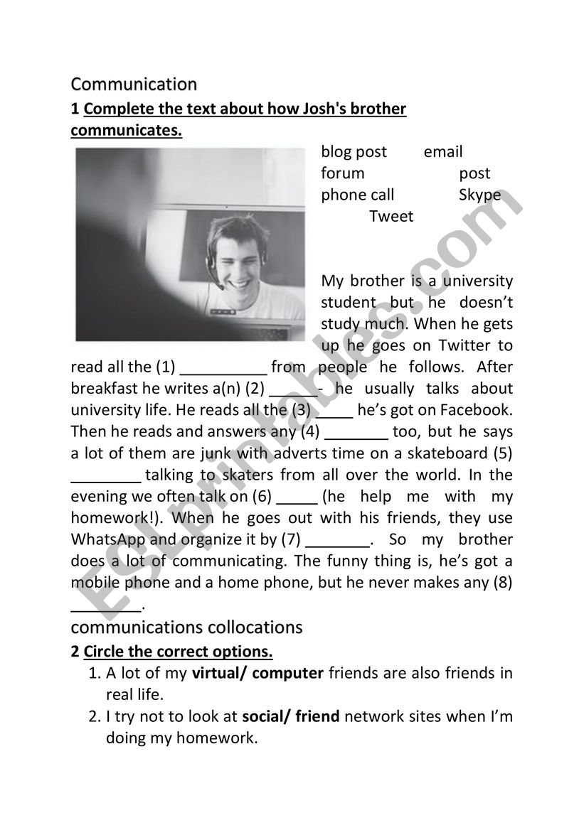 Communications worksheet