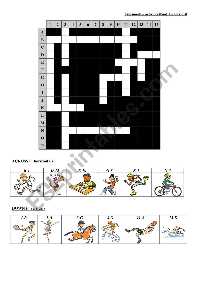 ACTIVITIES CROSSWORDS  worksheet
