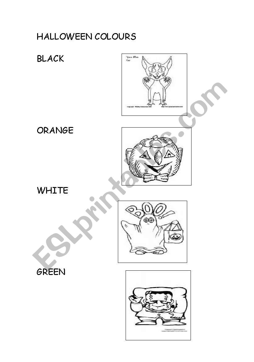 halloween colours worksheet