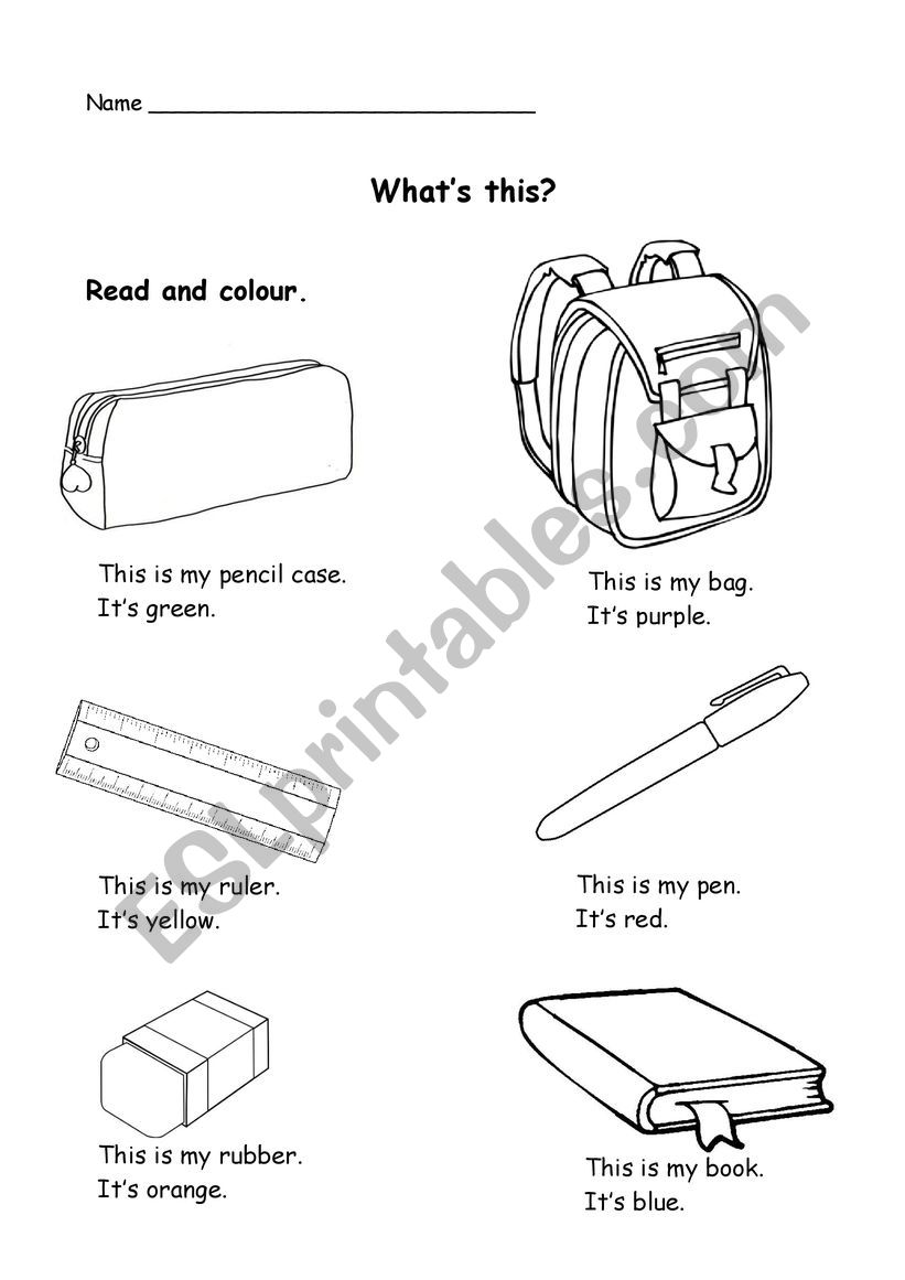 School things worksheet