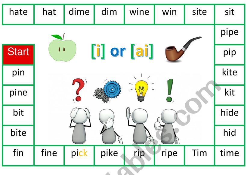 Phonics, Reading game, Short and long I, vowels 