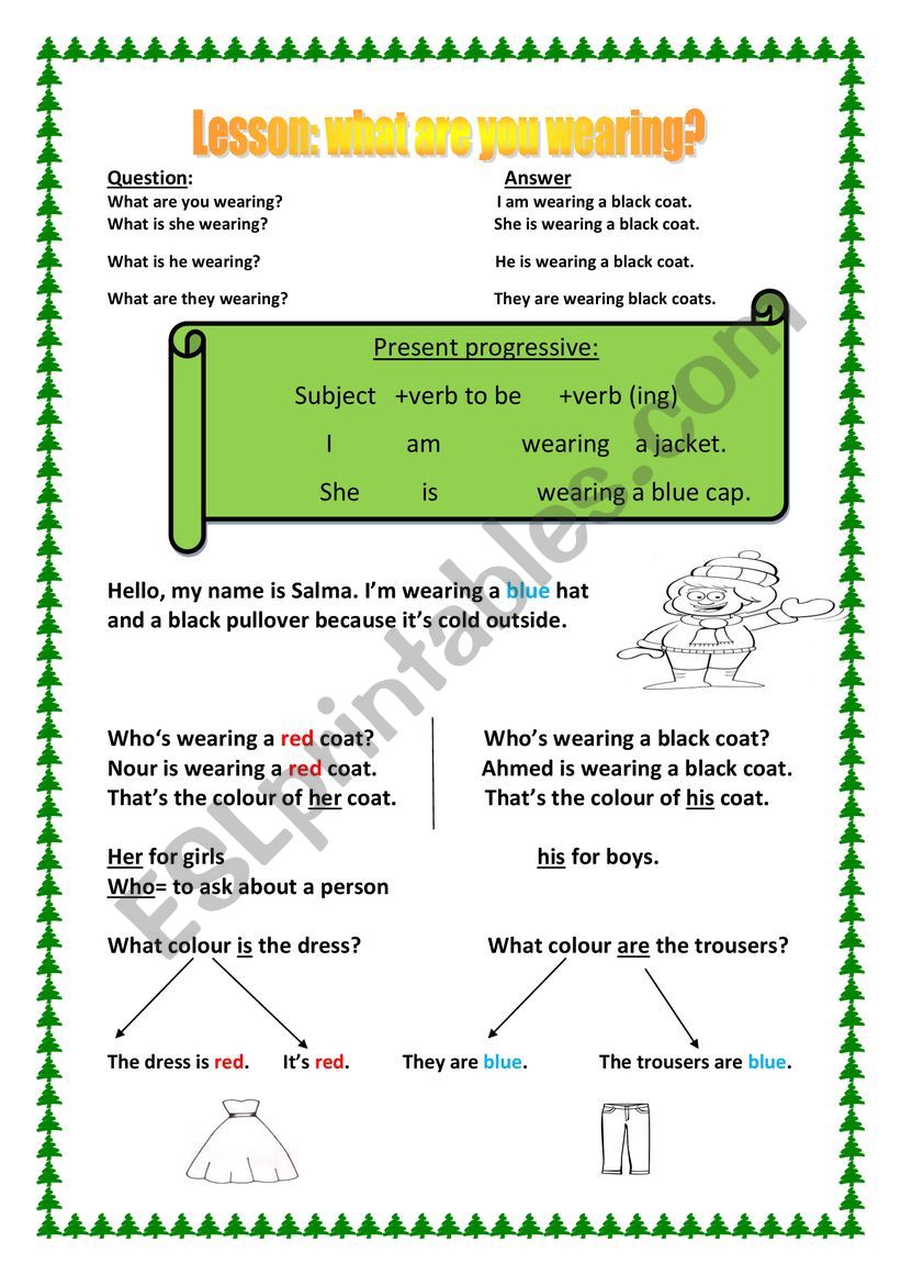 what are you wearing? worksheet