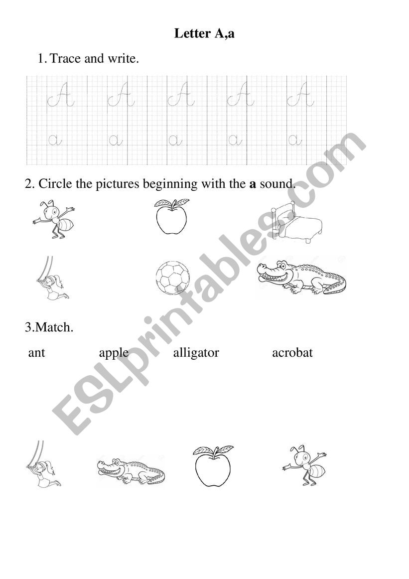 Letter A worksheet