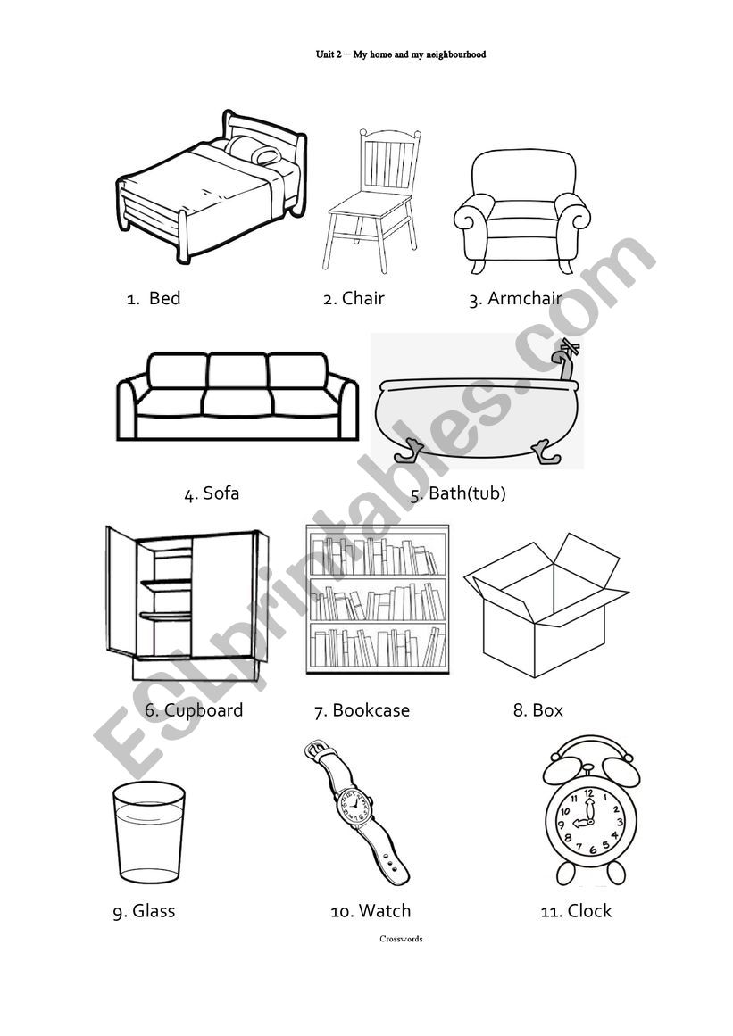 Furniture and hourse objects worksheet