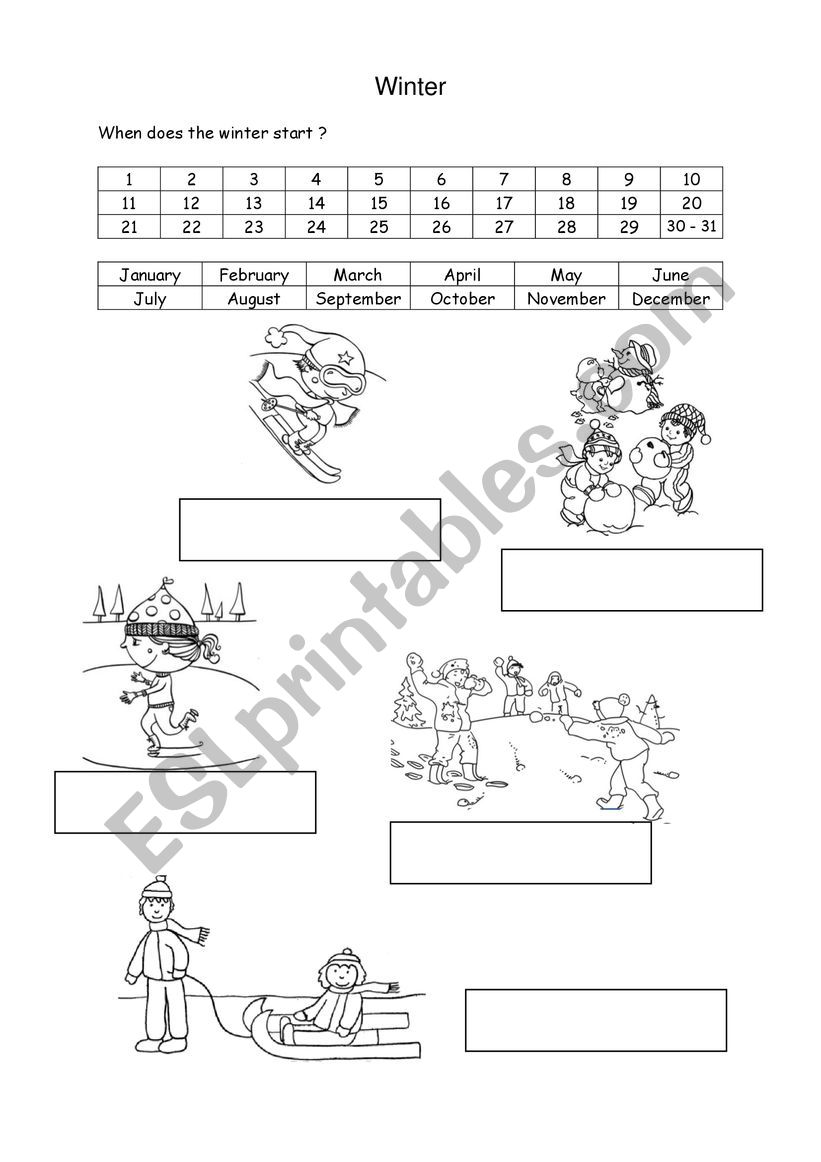Winter worksheet