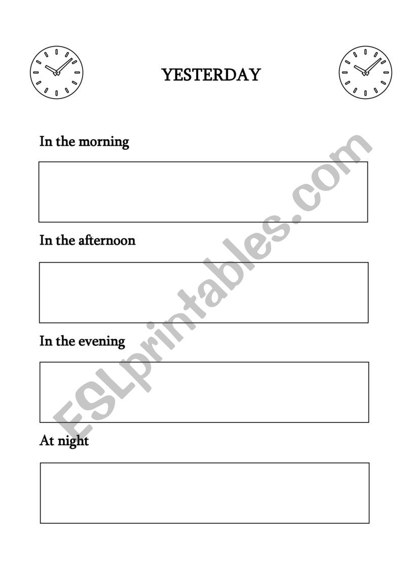 YESTERDAY WRITING worksheet