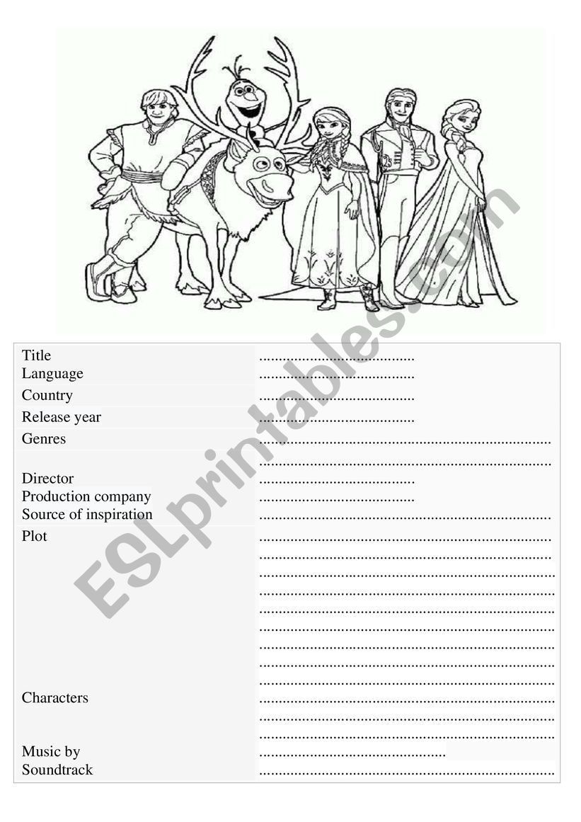frozen film review worksheet