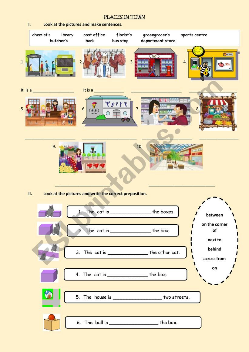 PLACES IN TOWN worksheet