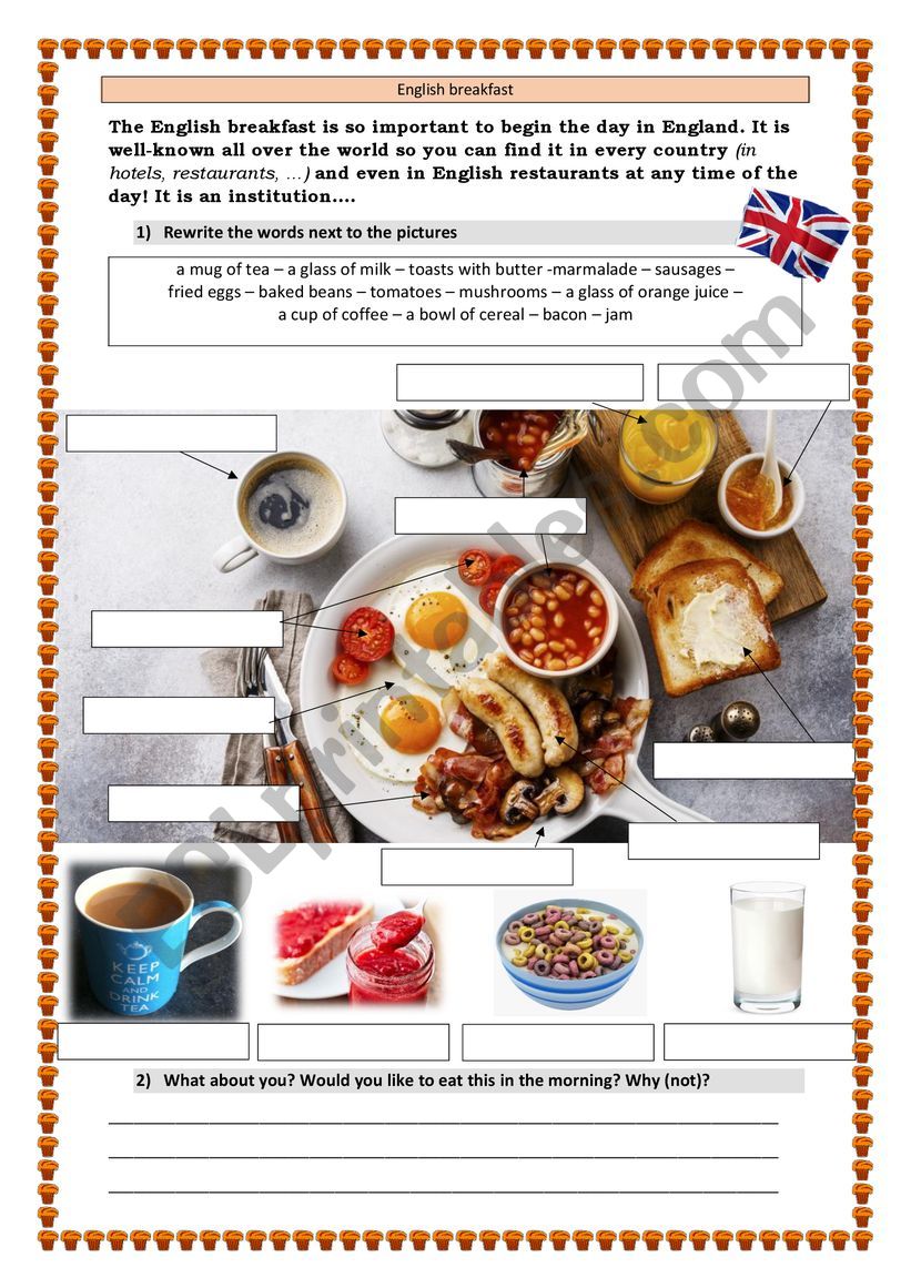 English breakfast worksheet