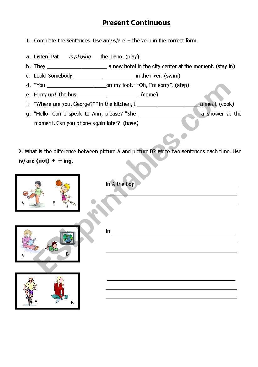 Present Continuous worksheet