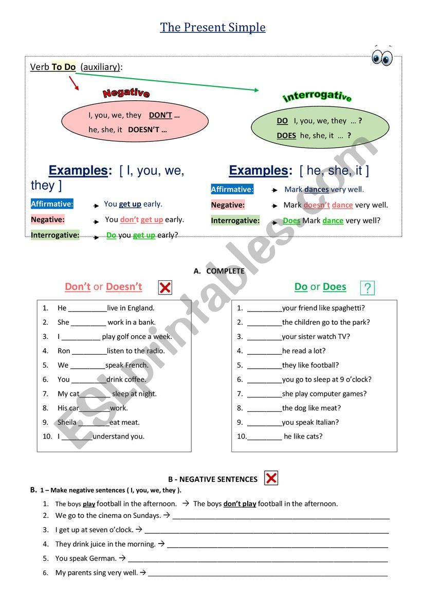 The Simple present - grammar practice