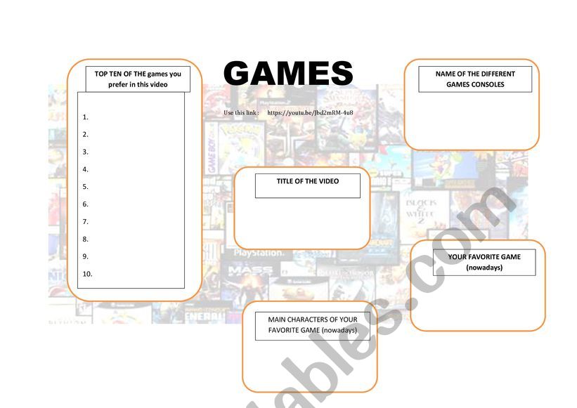 Video Games worksheet