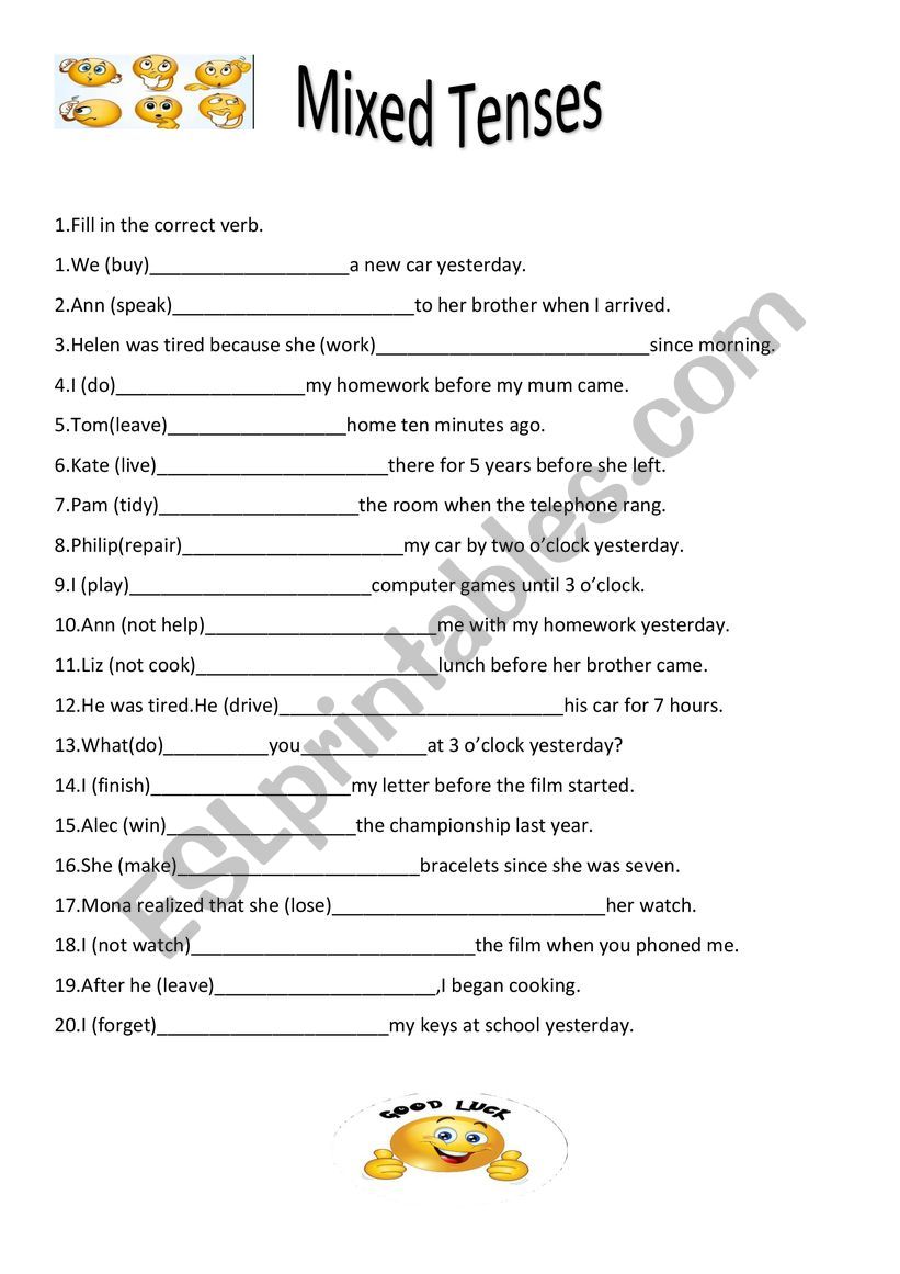 Mixed Tenses worksheet