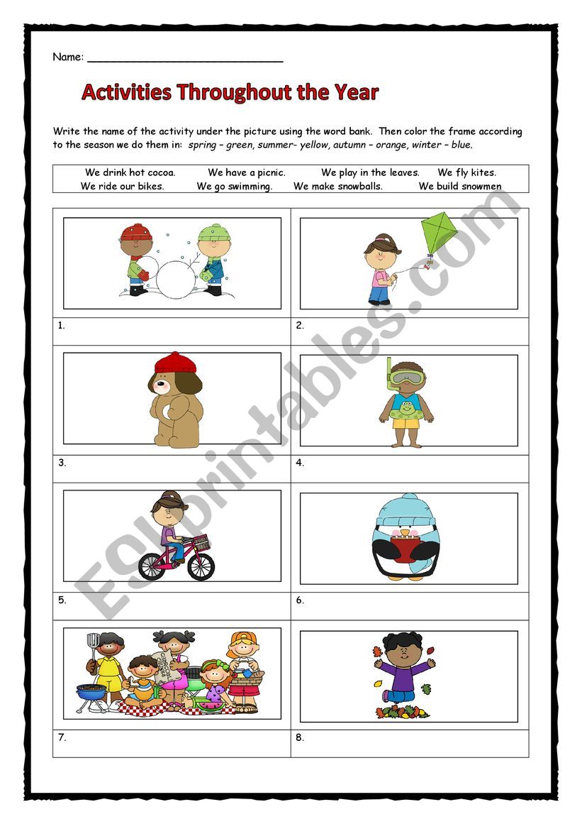 Four Seasons Activities worksheet