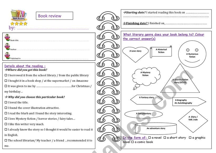 Book review worksheet