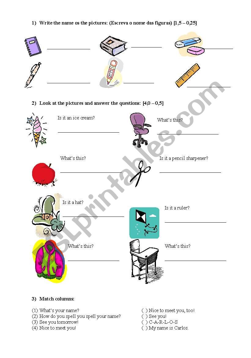 Homework activities worksheet