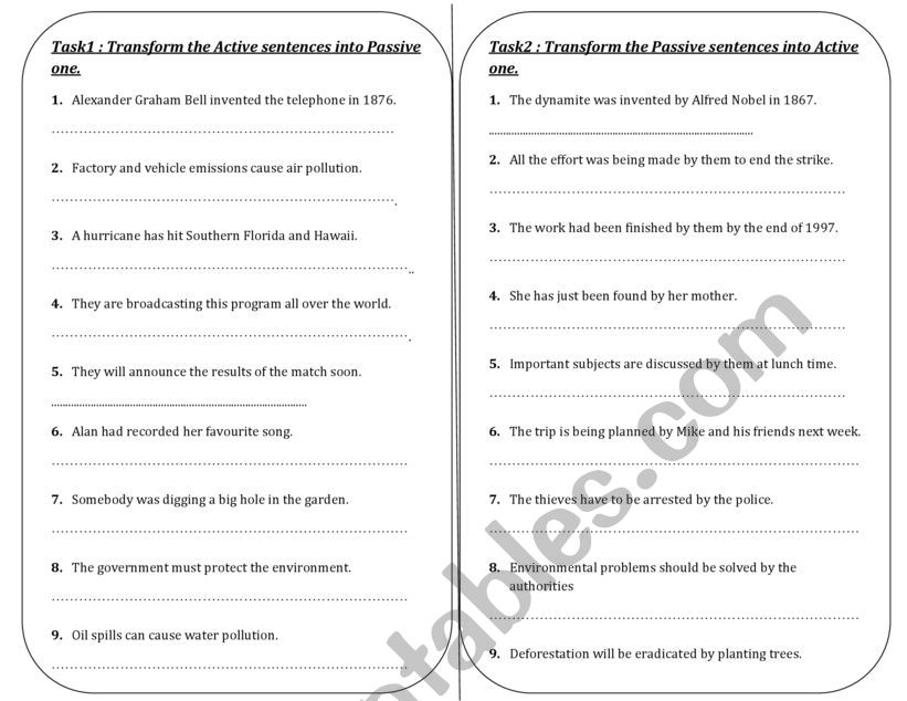 the passive voice worksheet