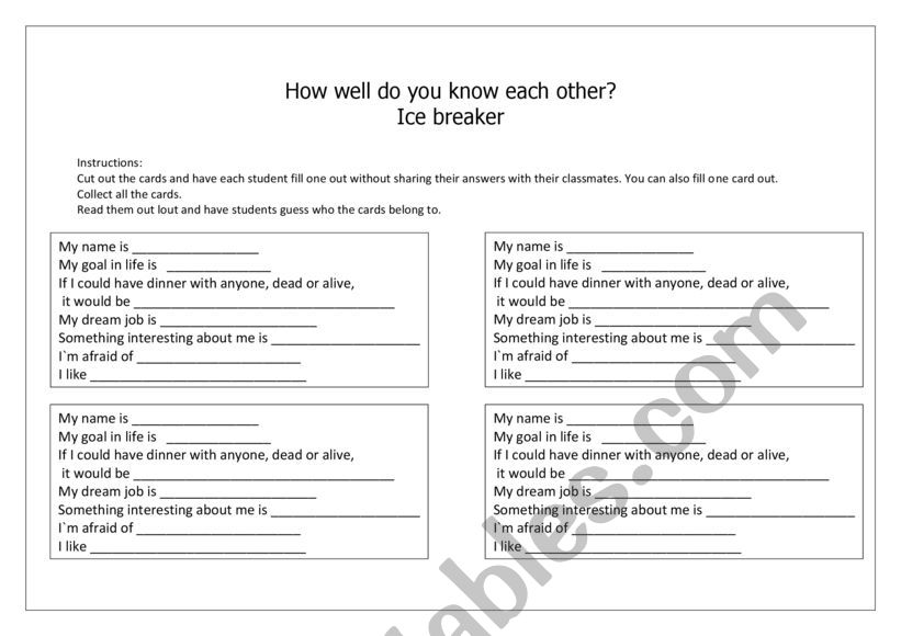 Ice Breaker: How well do you know each other?