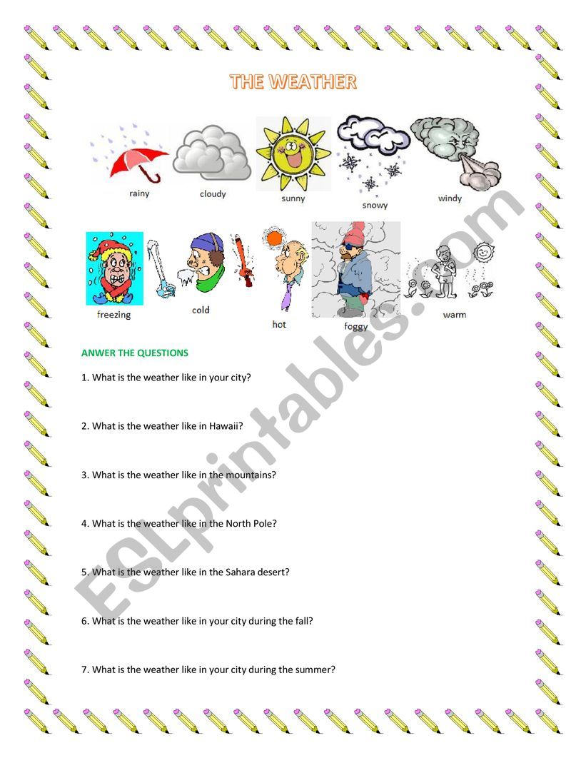 THE WEATHER worksheet