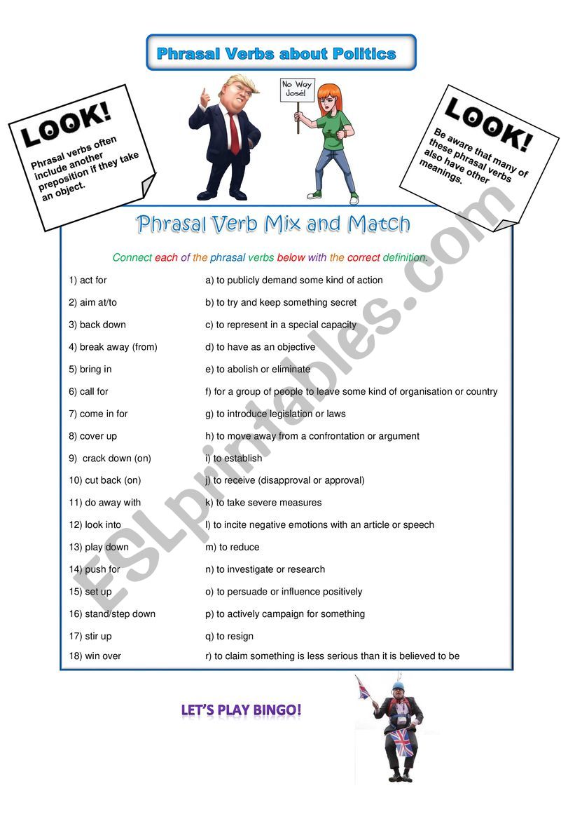 Phrasal Verbs About Politics worksheet