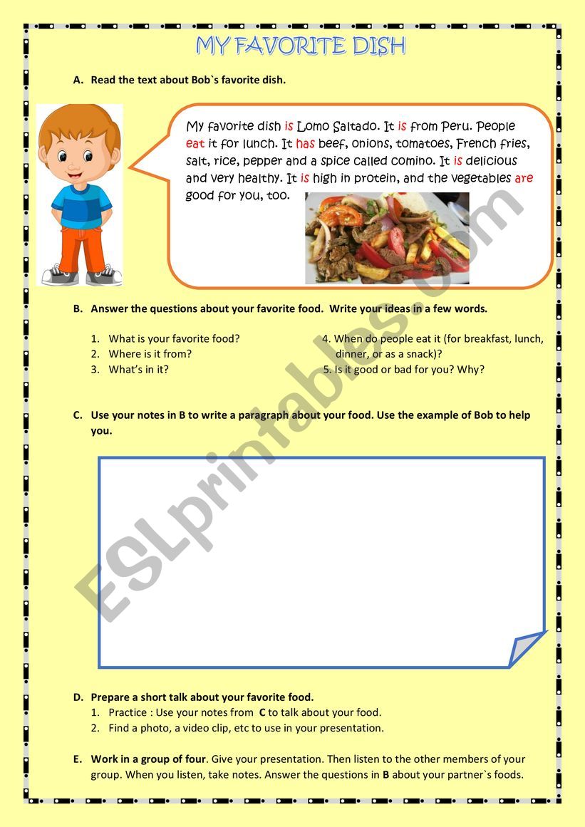 MY FAVORITE FOOD worksheet