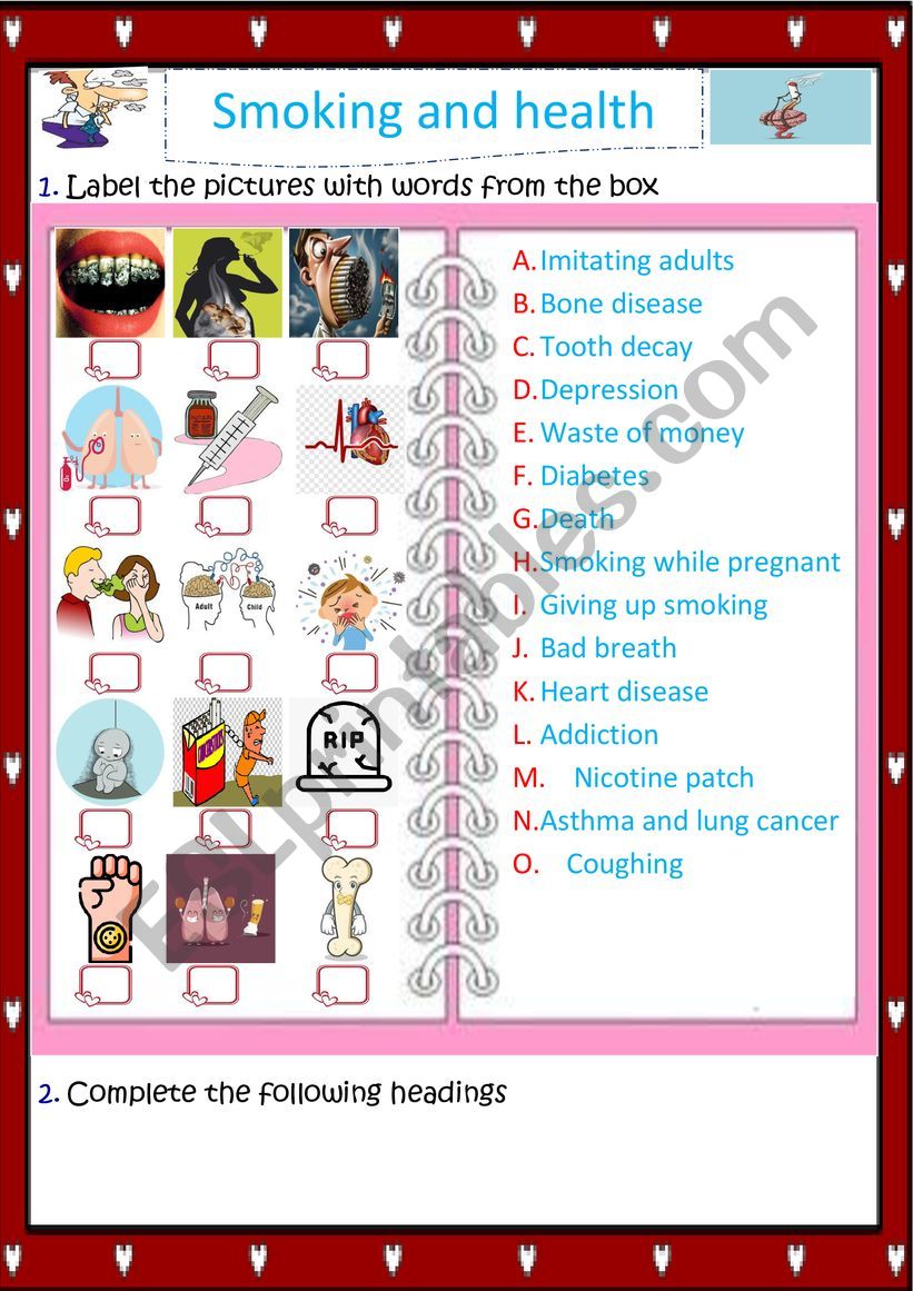 Smoking And Health Esl Worksheet By English Teacher 38