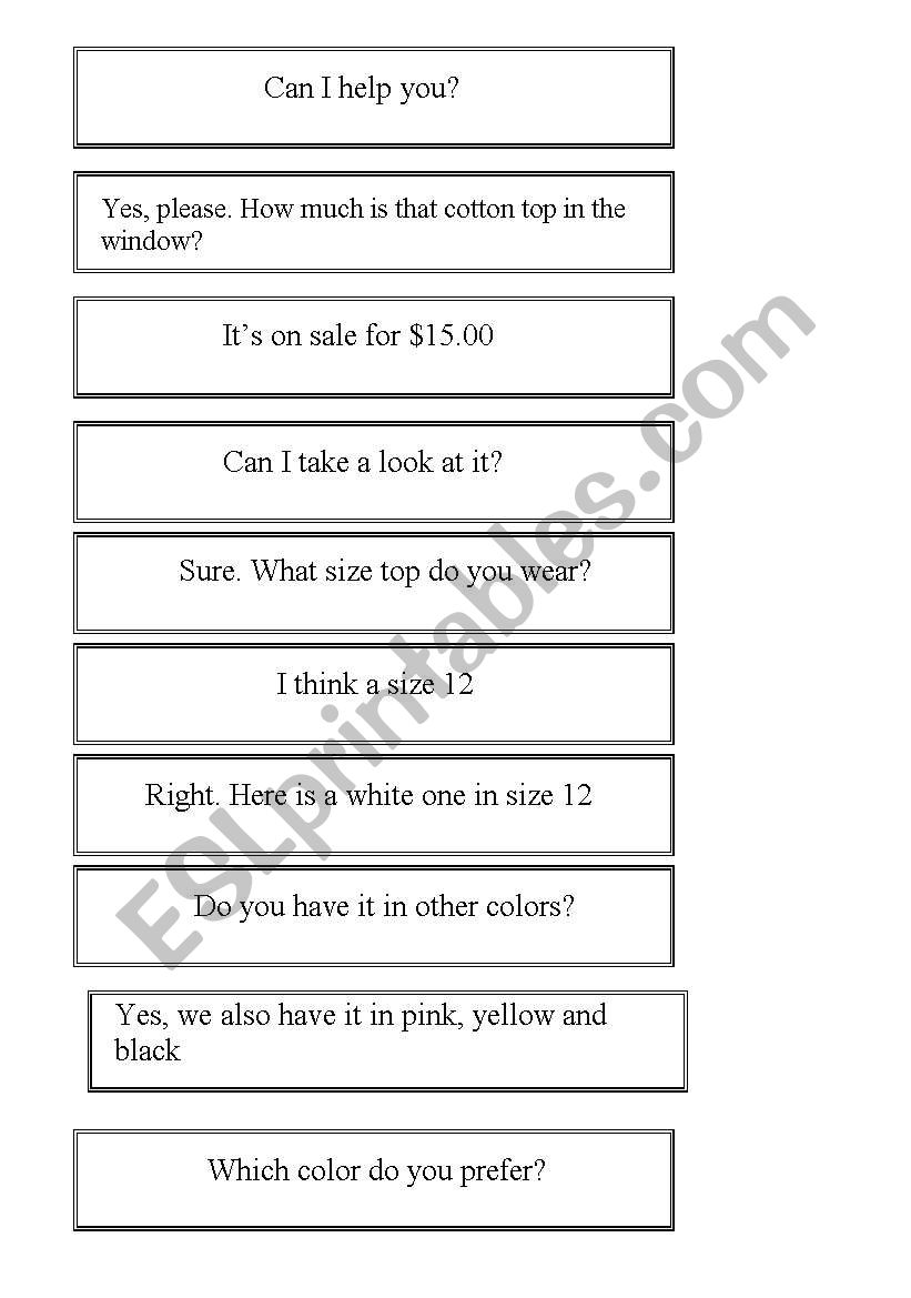 shopping dialogue worksheet shopping dialogue worksheet