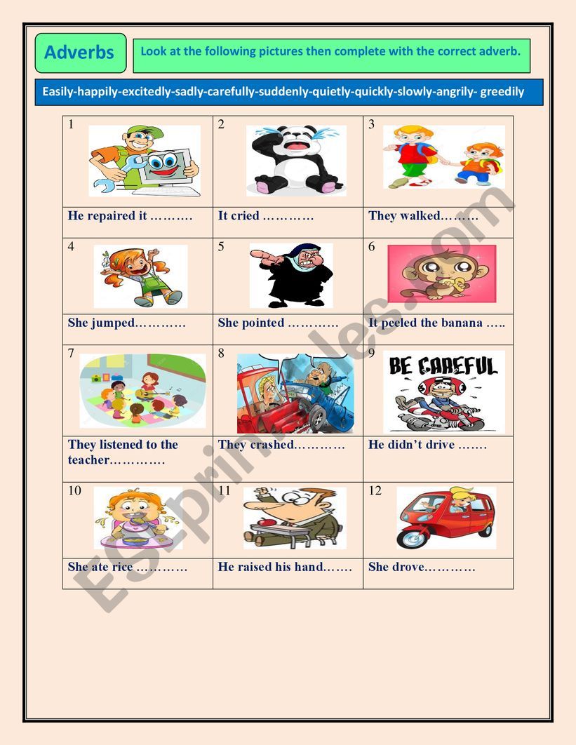 adverbs worksheet