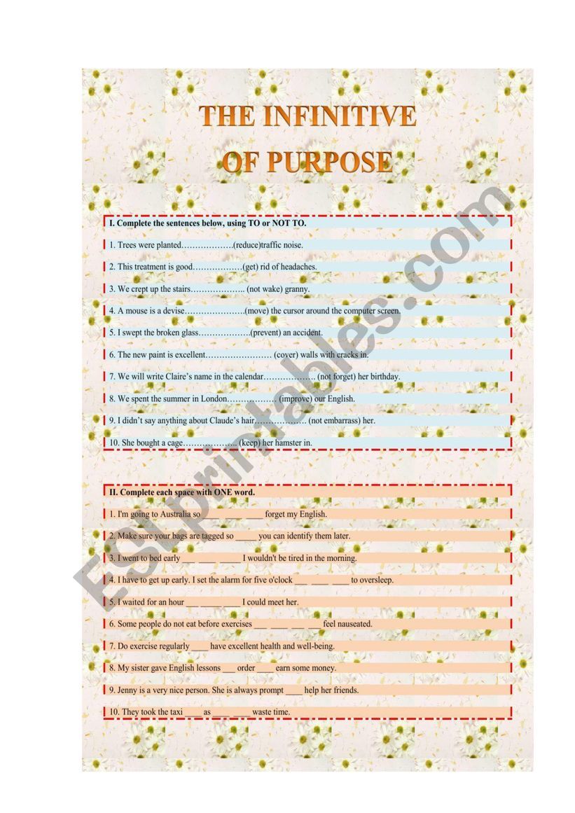 infinitives worksheet