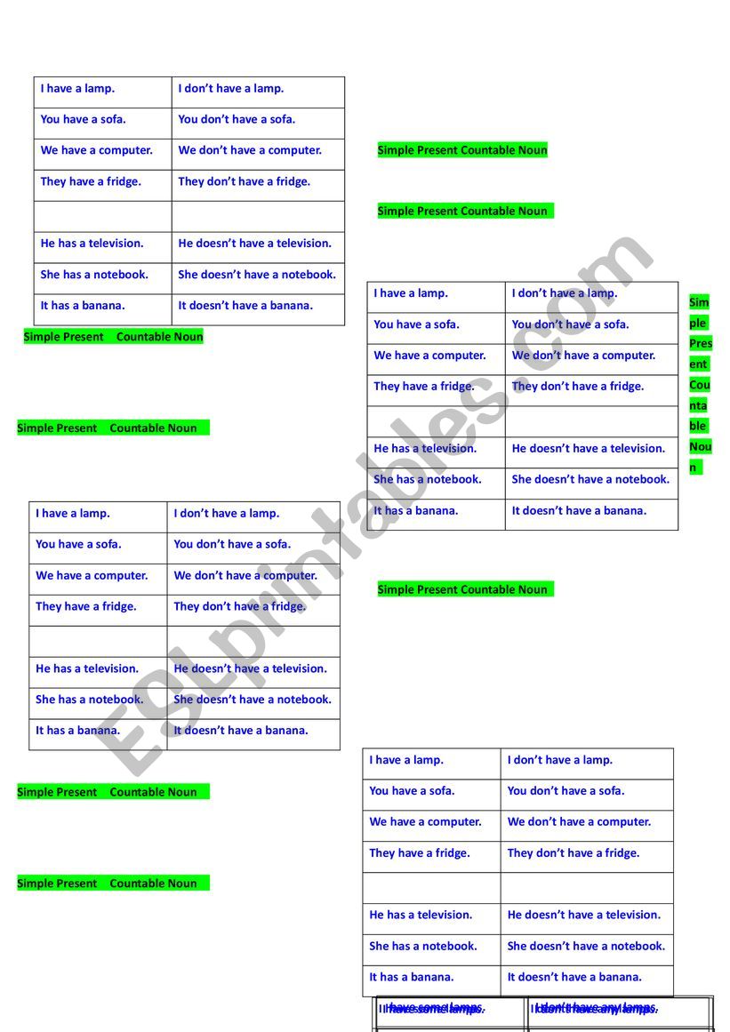 The pattern of simple present worksheet