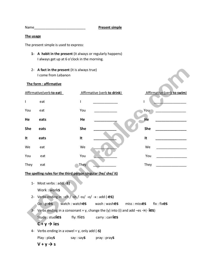 Present Simple worksheet