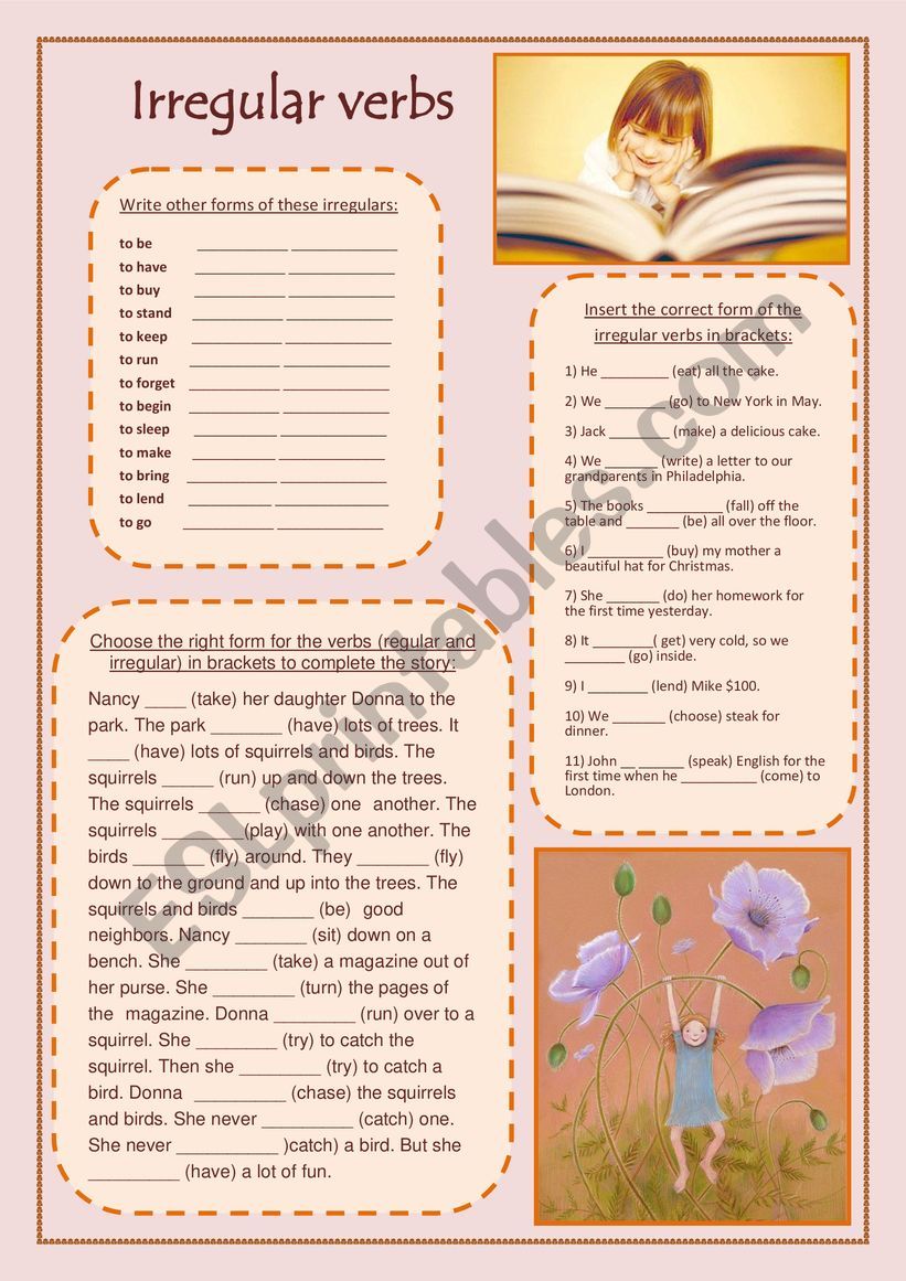 irregular verbs worksheet