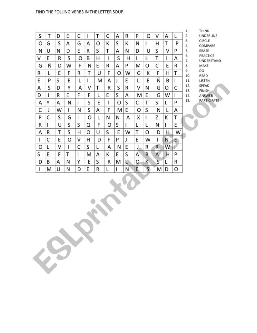 word search puzzle worksheet