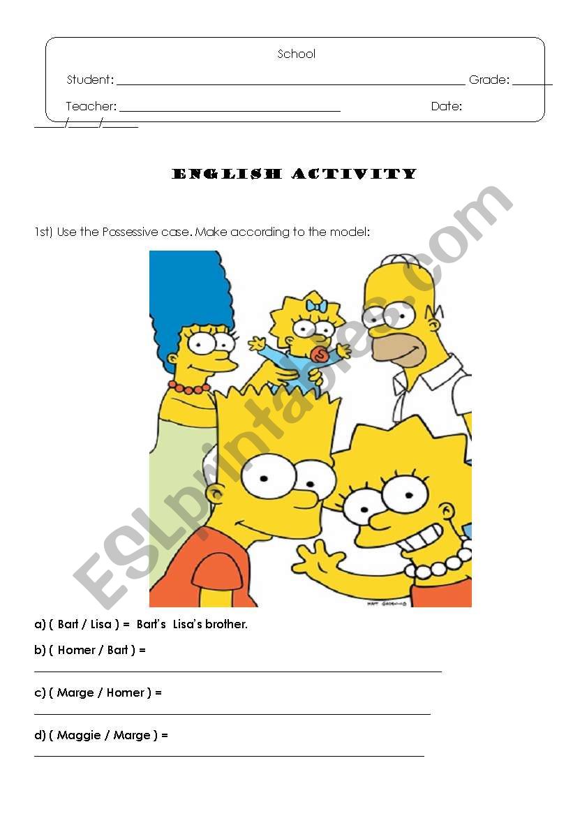 Possessive Case worksheet