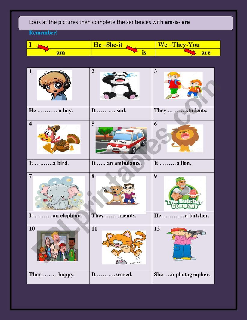 Verb To Be  worksheet